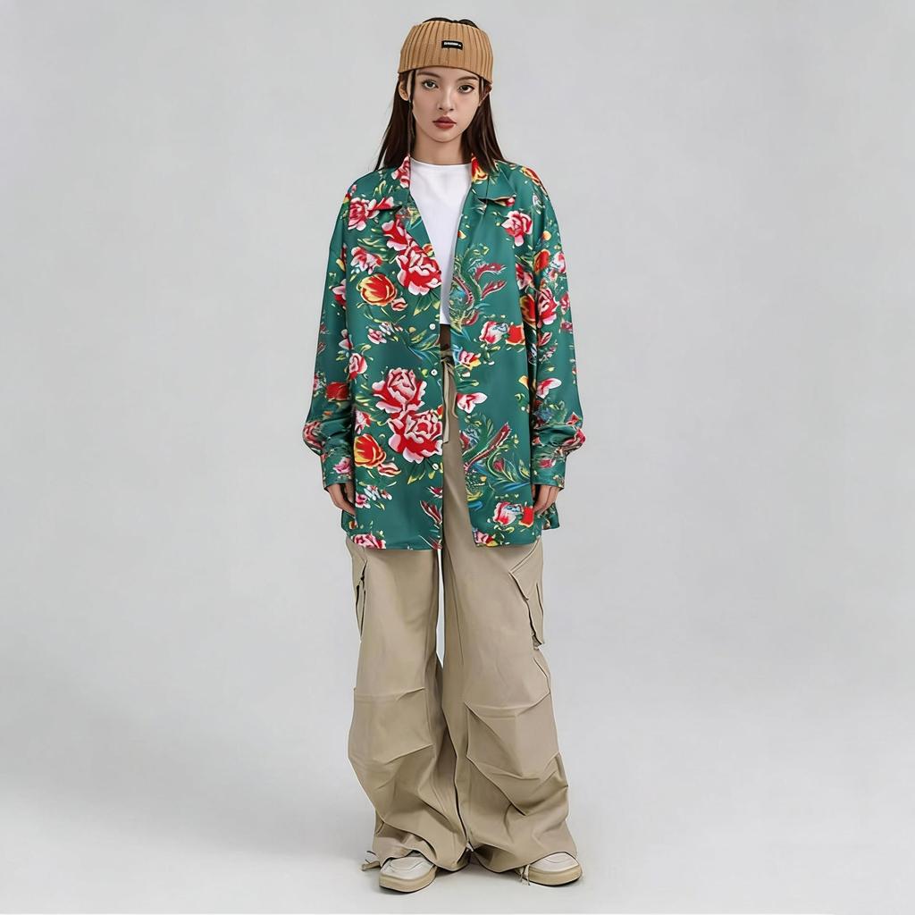 Women's Retro Floral Chinese Trend Long Sleeve Shirt - Spring/Autumn Fashion Versatile Top