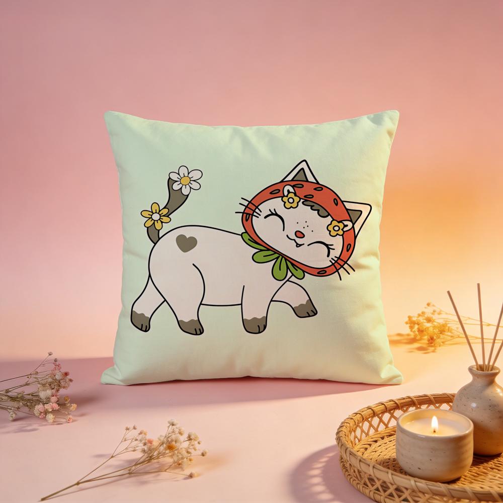 Cool Bandana Cat Graphic Cushion Cover Comfortable Durable Pillow Cover MultiScene for Home Office Car Sofa