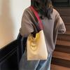 Simple canvas bag, men's and women's tide large-capacity portable shoulder bag, casual student class messenger bag