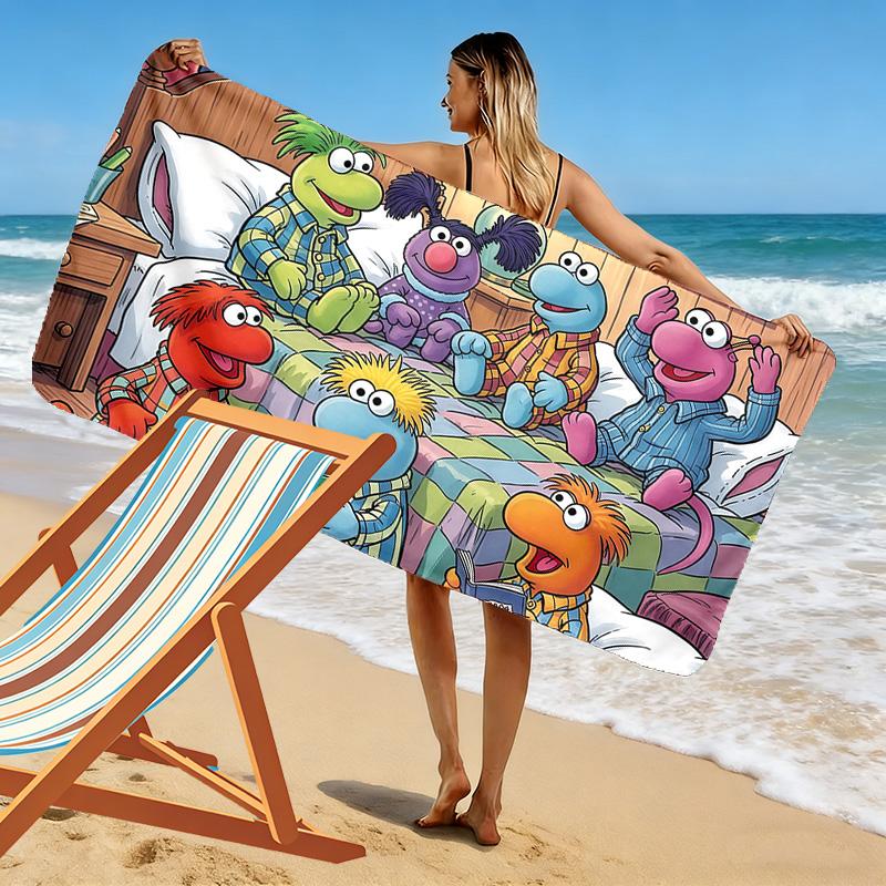Sesame Street4 Print Beach Towel, Large Soft Quick Dry Towel for Beach Camping Swimming