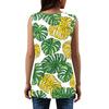 Women's Summer Casual Pleated Square Neck Sleeveless Tank Top Printed T-Shirt