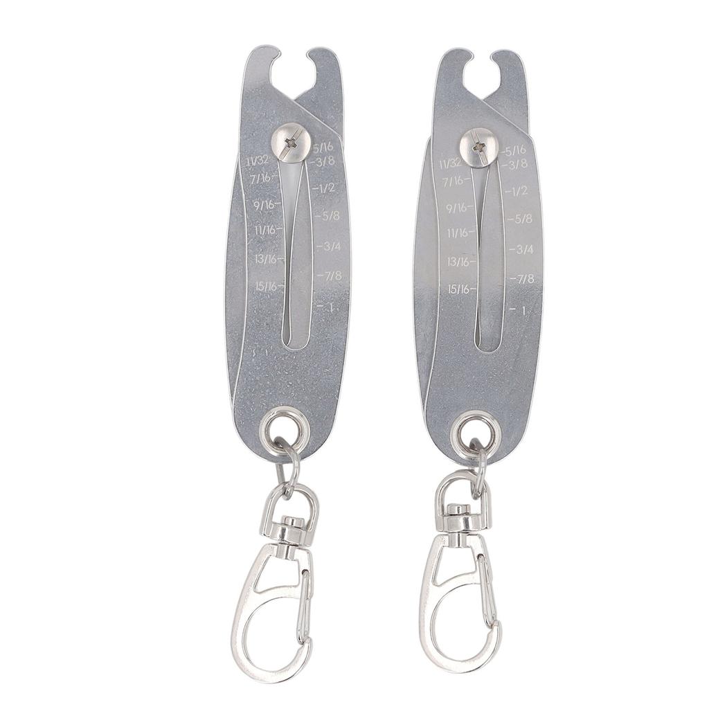 2 Stück Gewindeprüfer Schlüsselanhänger Ti Stahl Metrische und Imperiale Einheiten Tragbarer Gewindelehren-Identifikator