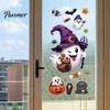 PVC Window Scenery Halloween Witch Hat Ghost Clings, Spiders Bat Pumpkin Spooky Clings Stickers for Home Holiday Party Store Glass Decoration