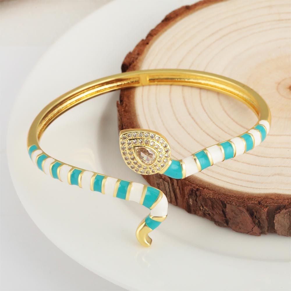 Oil Dripping Zircon Snake-shaped Bracelet Niche Versatile Open Bracelet for Women