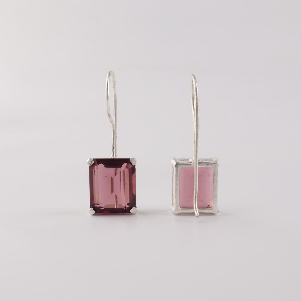 Natural Rhodolite Gemstone 925 Sterling Silver Jewelry Handmade Earrings 1.06" EE-167-13