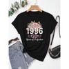 1996 30 Jahre Perfektion Florales Design Damen-T-Shirt Sommer Lässiges T-Shirt für 30. Jubiläum oder Geburtstagsfeier