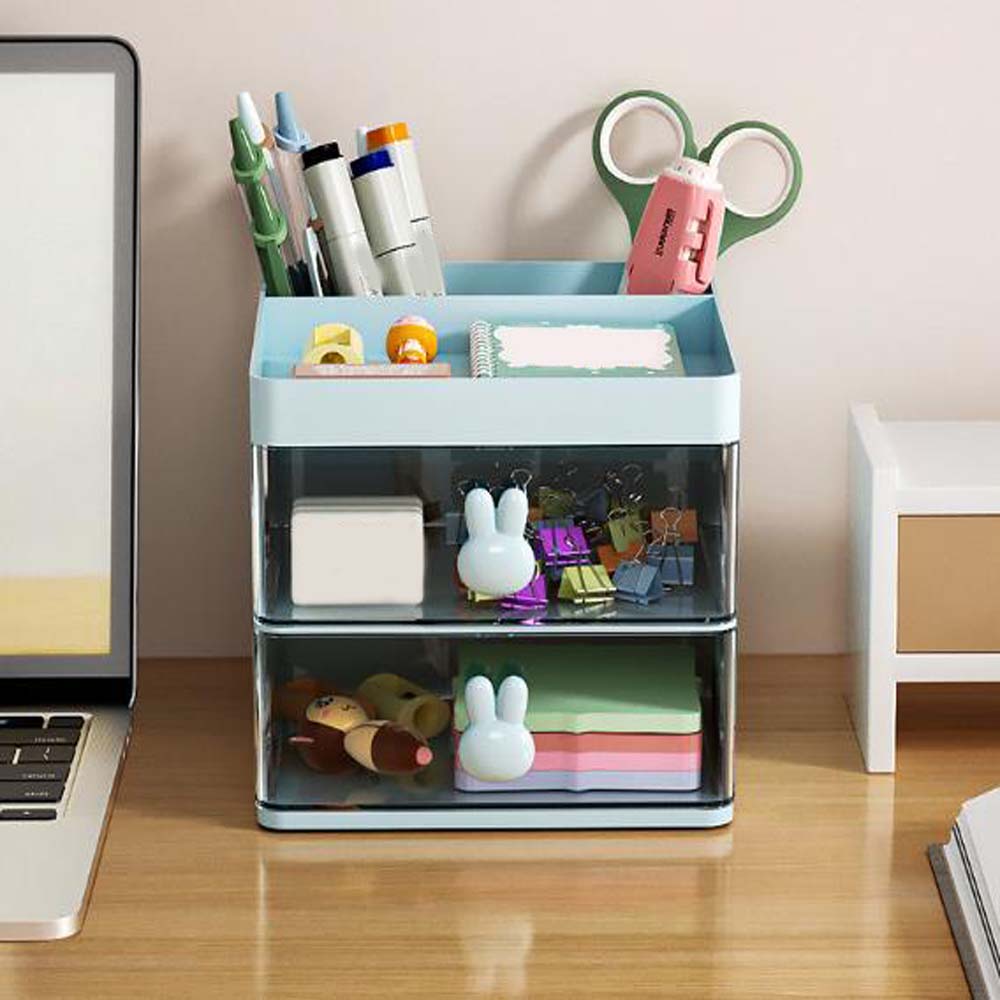 Cartoon Kreativer Stifthalter, Transparente Schubladen-Aufbewahrungsbox, Desktop Aufbewahrungszubehör mit großer Kapazität, Geeignet für Schreibwaren