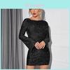 Elegant Slit Backless Mini Dress With Glittering Sequin Fabric For Party And Club Wear