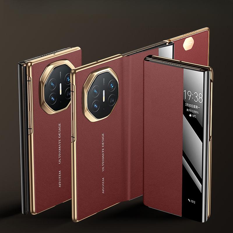 Suitable for Huawei MateXT Mobile Phone Case Triple Folding Business Men and Women Napa Smart Window Anti-fall Full Foreskin Case
