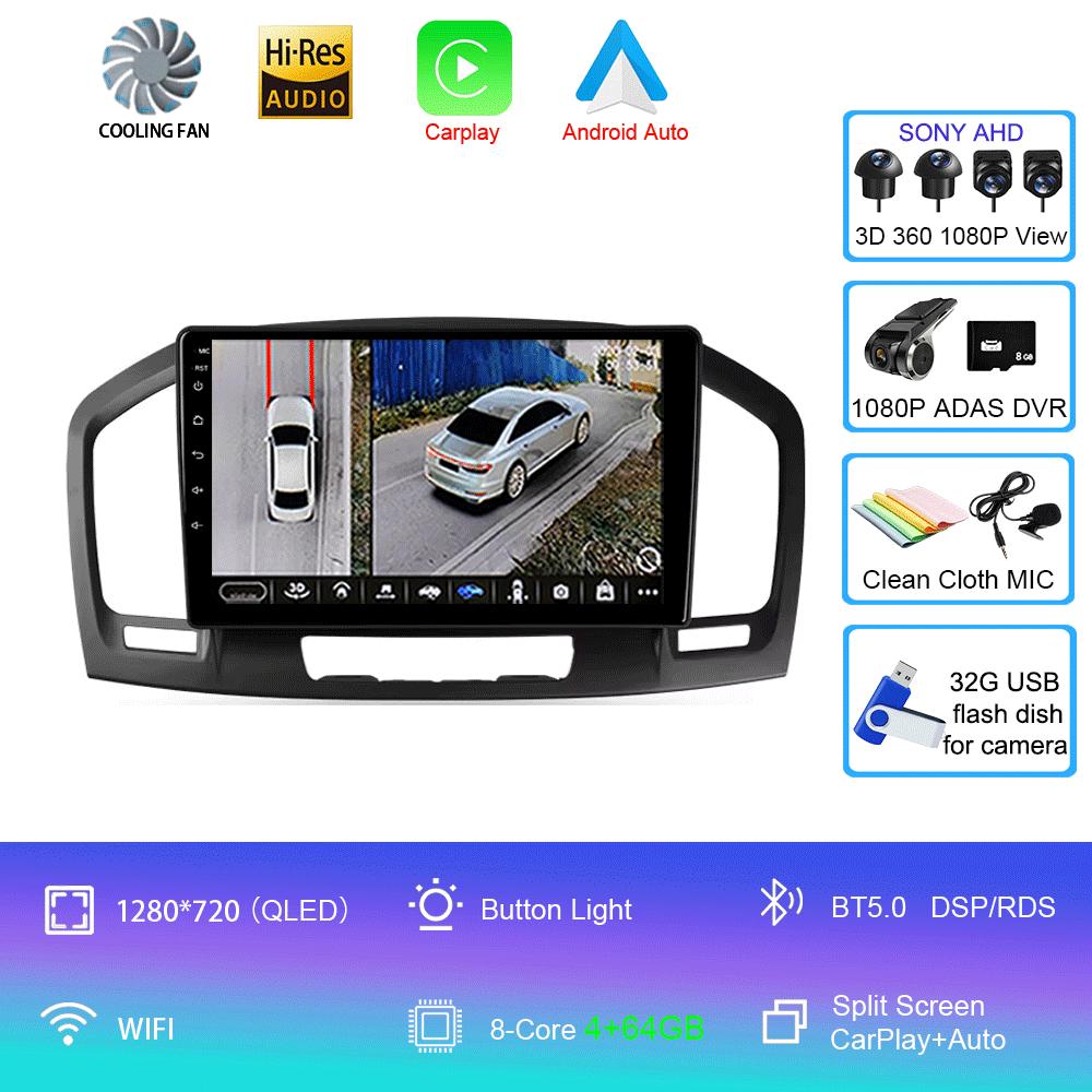 Car Radio Android 14 Carplay WIFI+4G For Buick Regal Opel Insignia 2009 2010 2011 2012 2013 Multimidia Player GPS Navi Stereo BT