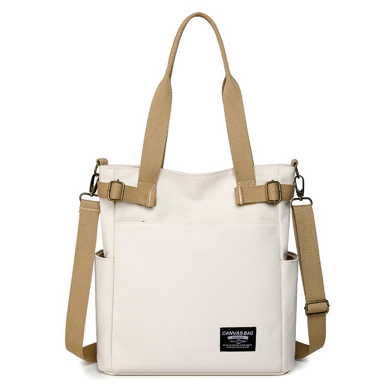 

Новая женская холщовая сумка, повседневная ретро-портативная холщовая сумка через плечо, вместительная многослойная женская сумка-мессенджер белый