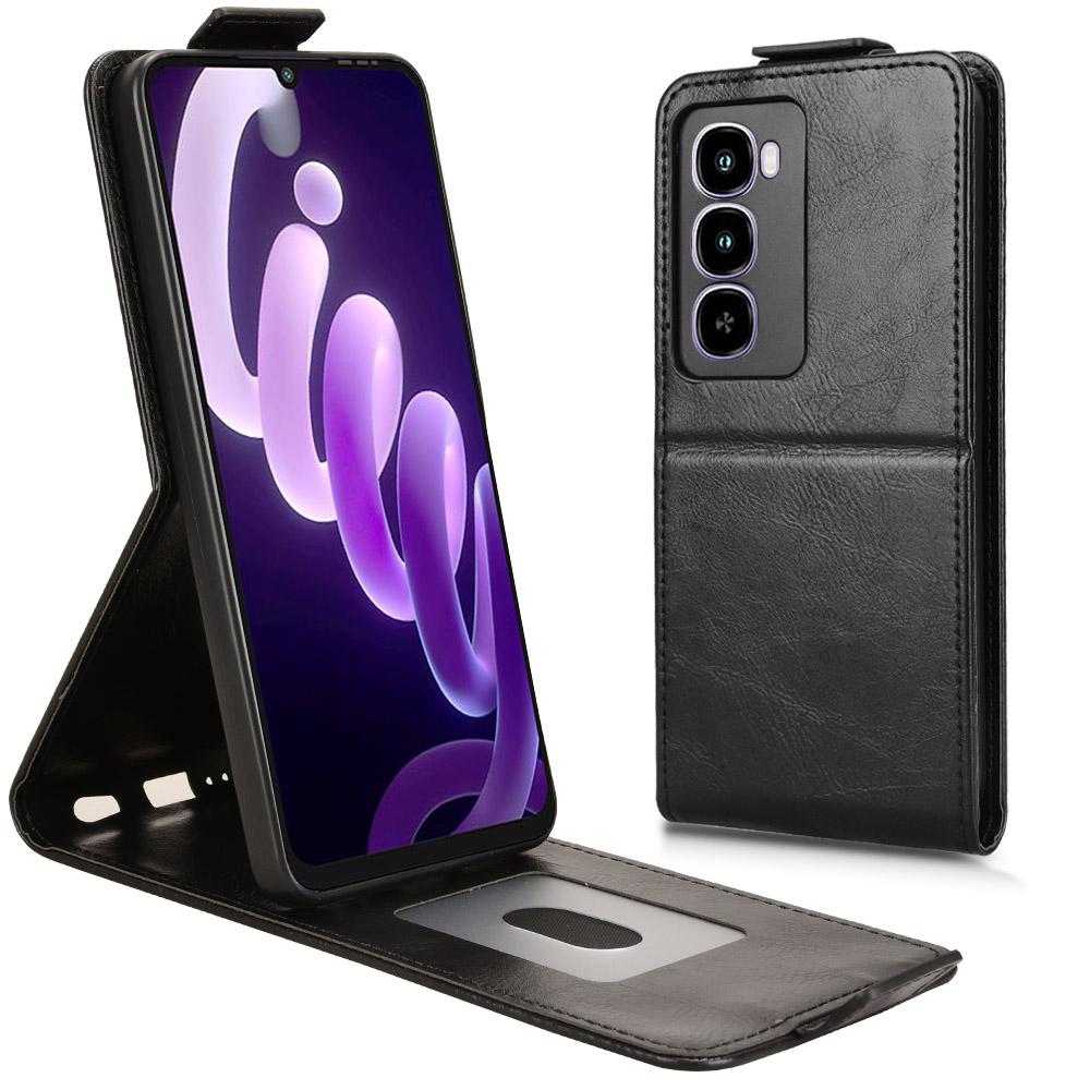 

Для itel City 100 4G Чехол-подставка Магнитная застежка Вертикальный откидной Кожаный чехол для телефона с держателем для карт Black