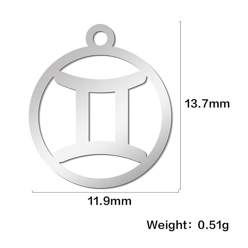 Teamer 12pcs/lot Zodiac Signs Charms Jewelry Making Stainless Steel Gold Color 12 Constellation Taurus Pendants Birthday Gifts