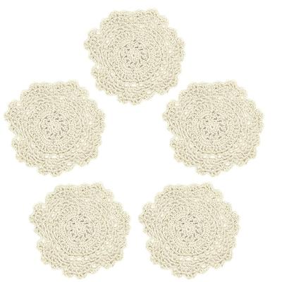 MinniLove Baumwoll-Häkeluntersetzer, Europäischer Stil, Hitzebeständige Unterlagen, Tischsets und Untersetzer, Handgehäkelt, Saugfähig, Waschbar, Baumwollgarn,