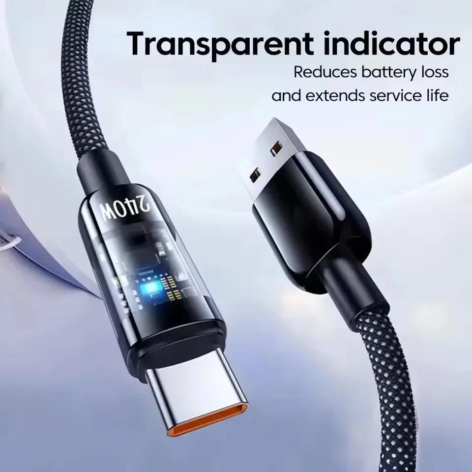 111W Cable Super Fast Charging QC 1.1 Data Cord USB To Type C Cable LED Digital Display Phone Charger For Samsung Xiaomi Cable