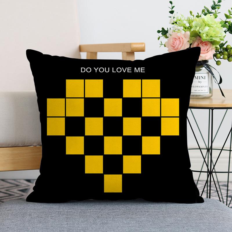 Nordic Modern Yellow Plush Throw Pillow Cover - Single-Sided Print Home Decor Cushion.