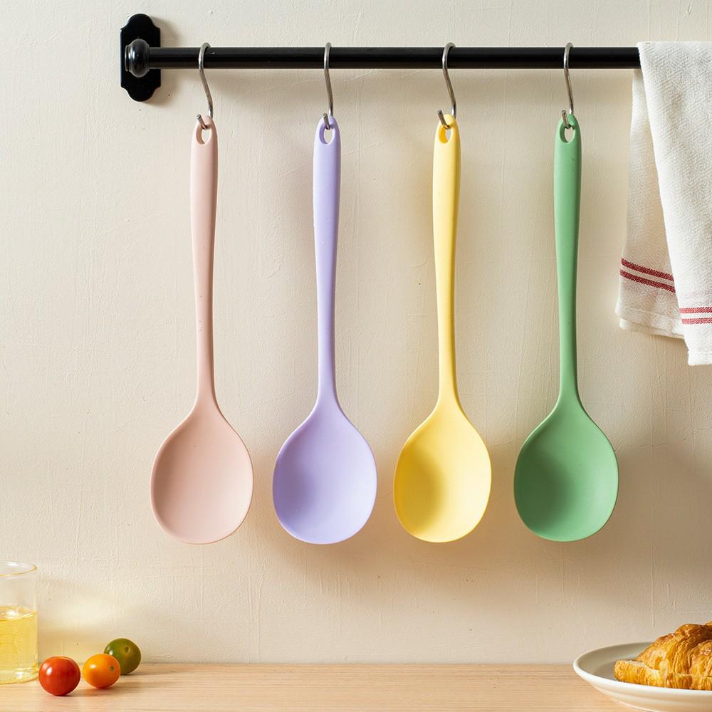 Silicone Soup Ladle - Non-Stick Cooking & Serving Spoon with Long Handle