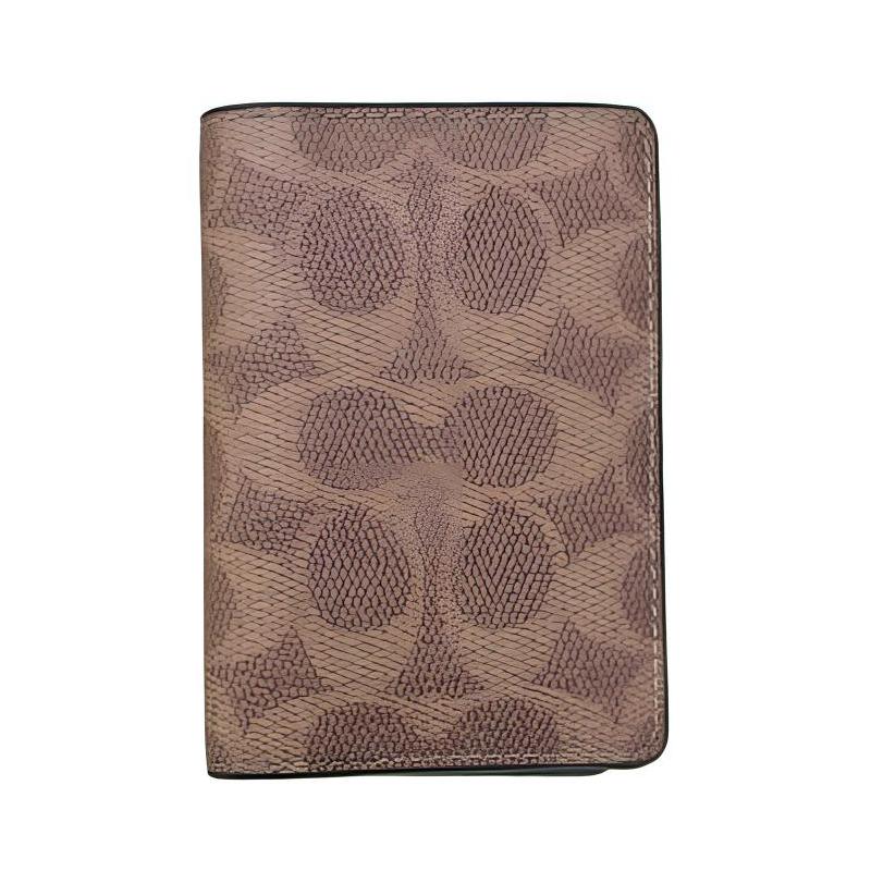 COACH 8 Brand printed bi-fold closure coated canvas card holder men s tan and black Tan and black чёрный