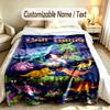 Dinosaur Theme Soft Blanket Personalized Custom Name Text Print Warm Blanket Home Sofa Bedroom Decor