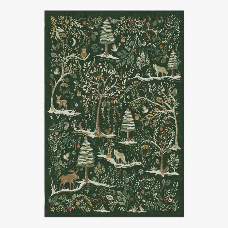 Luxury Retro Green Carpet Non Slip Washable Vintage Living Room Kitchen Bedroom Mat Mechanical Washable Hallway Floor Area Rug