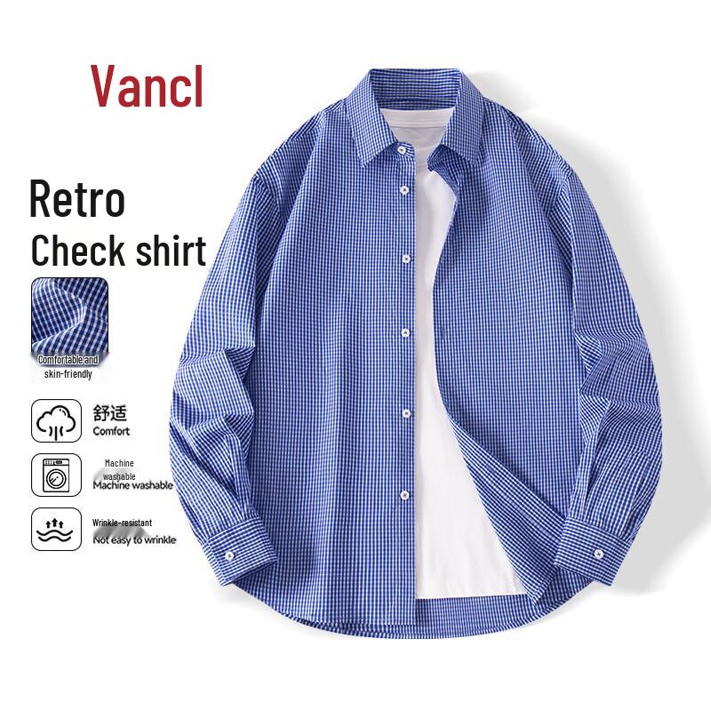 VANCL Men s Retro Plaid Casual Long Sleeve Shirt XL