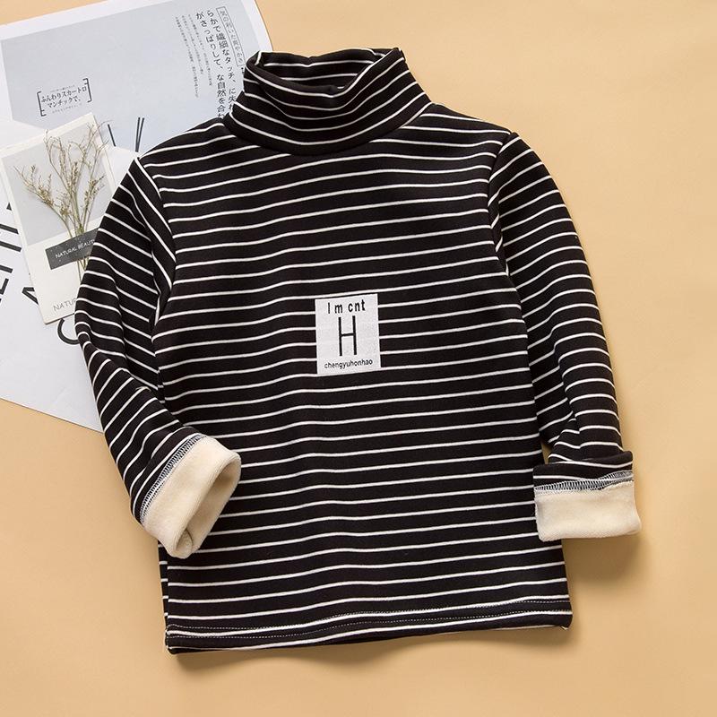 2025 Kids' Trendy Striped Velvet Turtleneck - Warm Long Sleeve for Boys and Girls (Autumn/Winter)