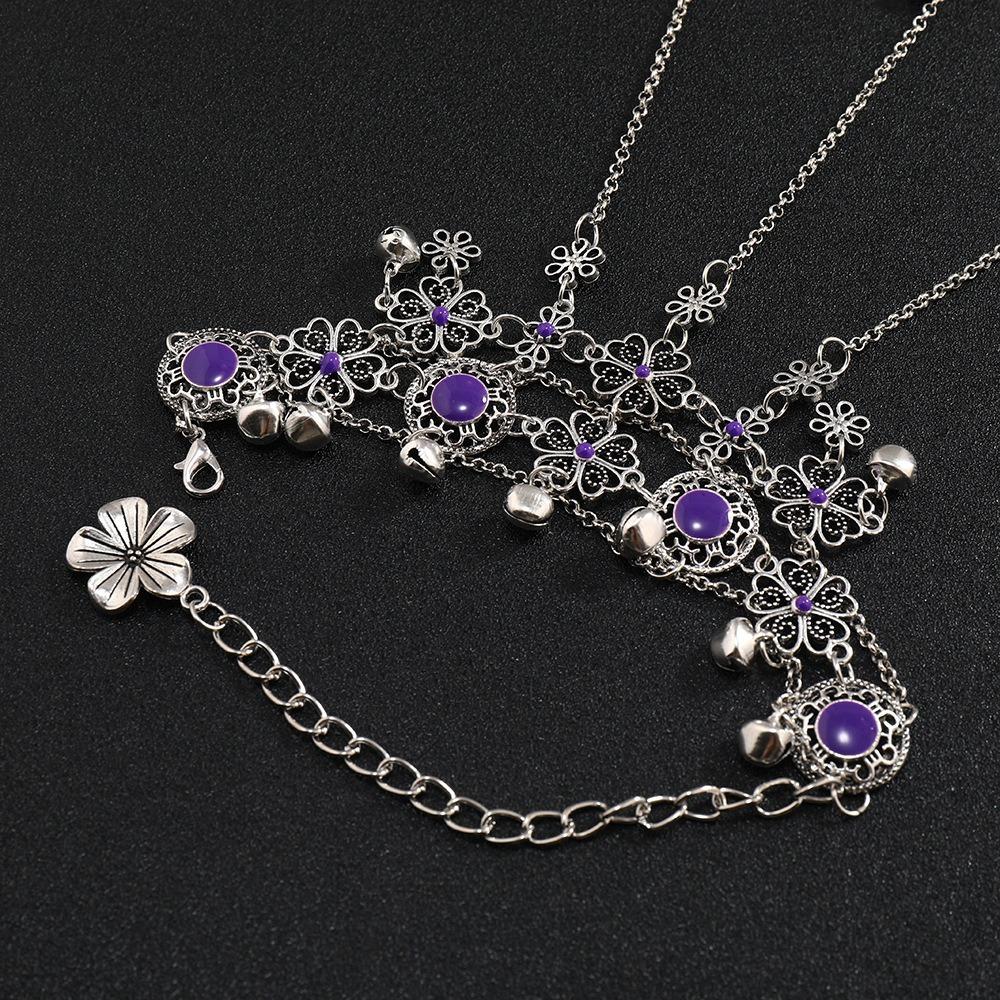 Flower Bell Bracelet Silver Color Hand Chain Adjustable Vintage Bracelet  Ladies