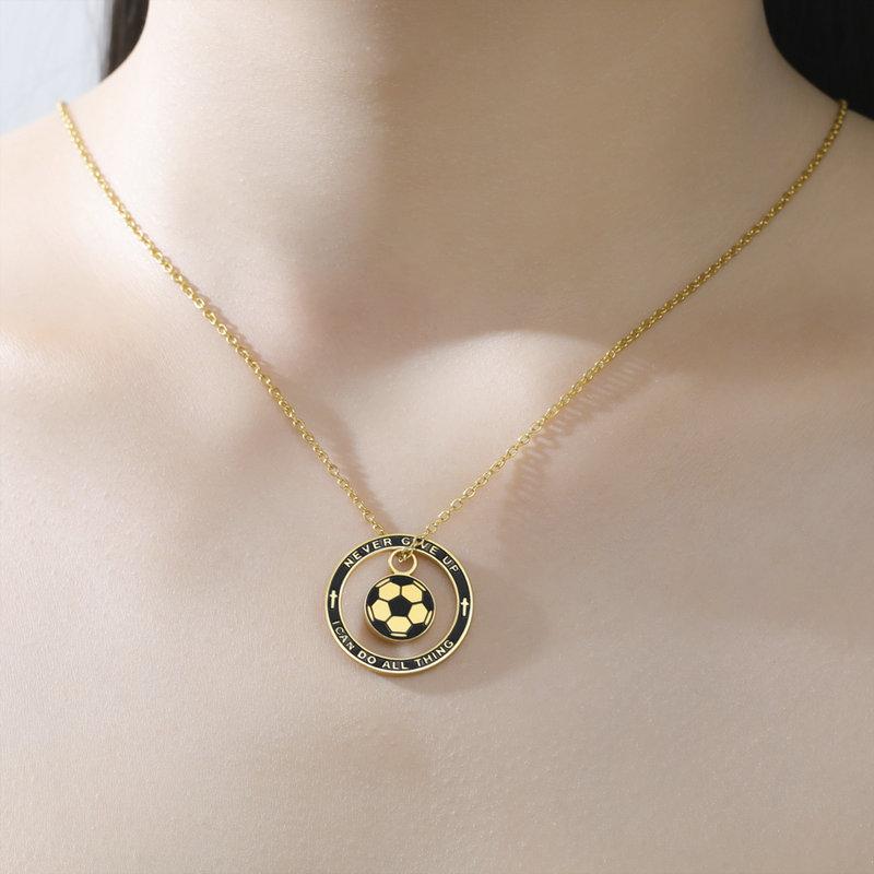 Fashionable and Simple Sports Football Basketball Titanium Steel Necklace Jewelry for Men and Women