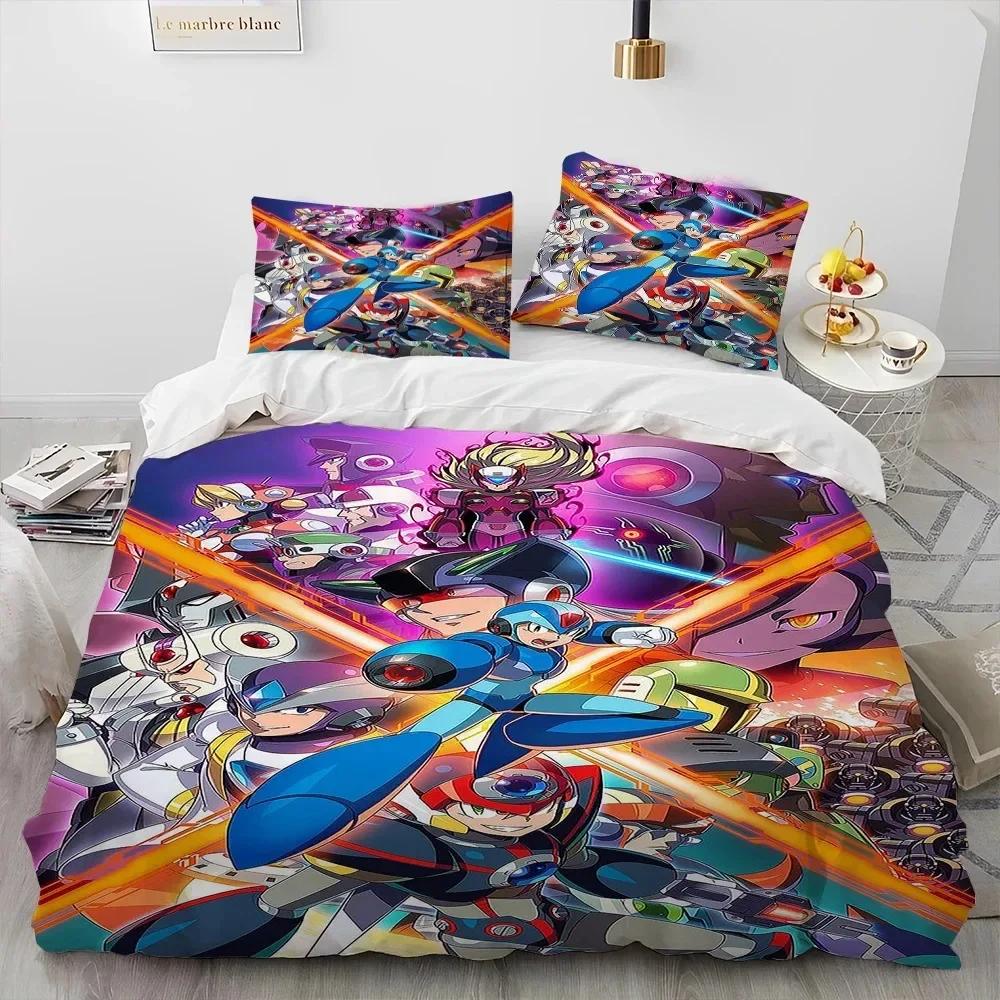 3D Rockman Megaman Game Cartoon Comforter Printed Bed Set Duvet Cover Pillowcase Bedding Set Linen Sheet Quilt Queen King Size