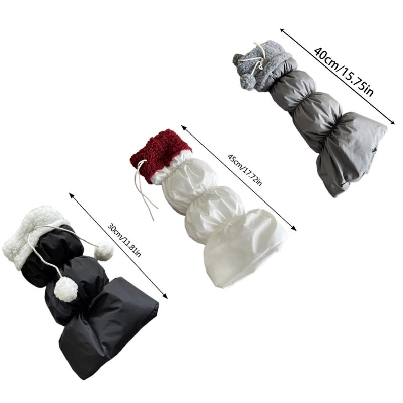 Lamb Fleece Trim Padded Puffer Leg Warmers with Cute Plush Balls for Women Warm Thermal Quilted Boot Cuffs Foot Covers