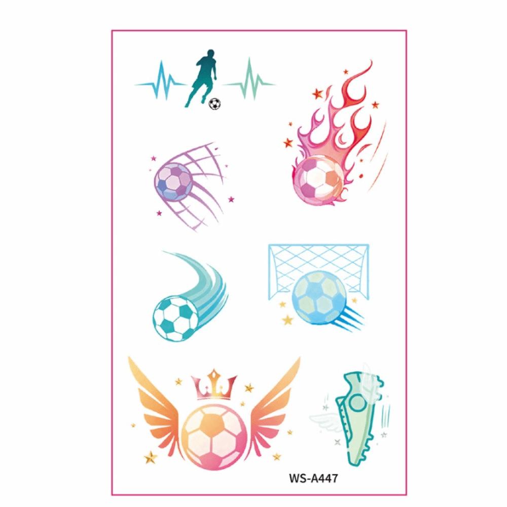 

Cartoon Soccer Them Temporary Tattoos Gradient Body Stickers Temporary Makeup Tattoos Parties Style 7