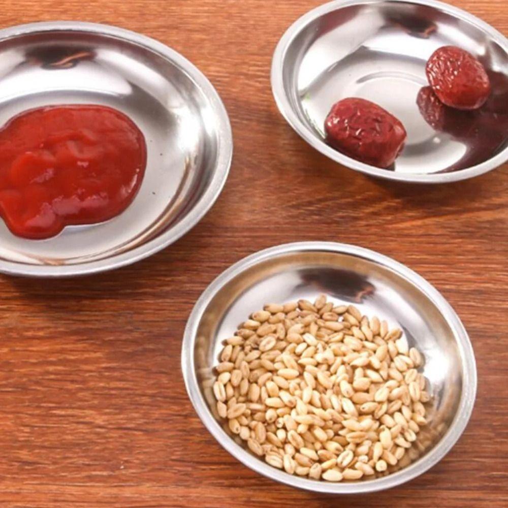 Silver Food Snacks Seasoning Dishes Round Appetizer Condiment Tray Dessert Dish  Tomato