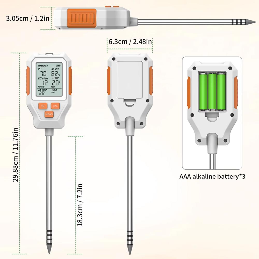 3 in 1 / 7 in 1 Digital Soil Tester PH Moisture Temperature Fertility Sunlight Garden Detector High Accuracy Soil PH Meter