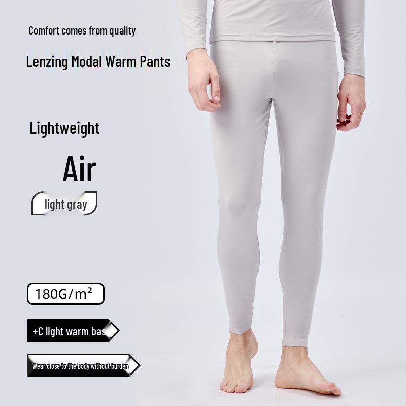 Men's Modal Thermal Set: Thin Base Layer with Round Neck Top & Trousers for Autumn/Winter