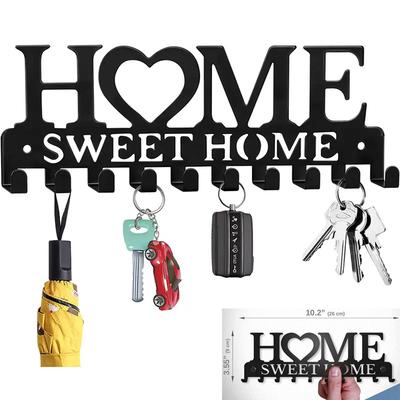 Home Love Shape Key Chain Wall Mounted Entrance Organizer Rack with Hooks, No Drilling, Suitable for Living Room Home Decoration