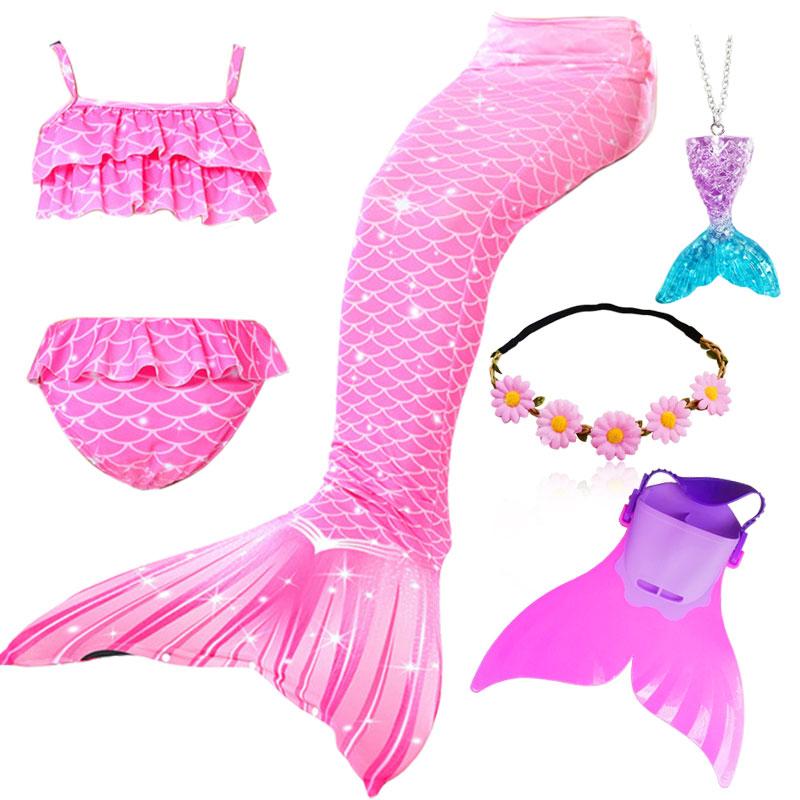 Plavecký ocas mořské panny Dívčí Halloweenský kostým Cosplay Plavky Fantasy Plážové bikiny Lze přidat Monoploutev Fin Dárky k narozeninové oslavě