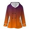 Women's Large Jacket With Warm And Plush Gradient Printed Hooded Button Jacket With Pockets