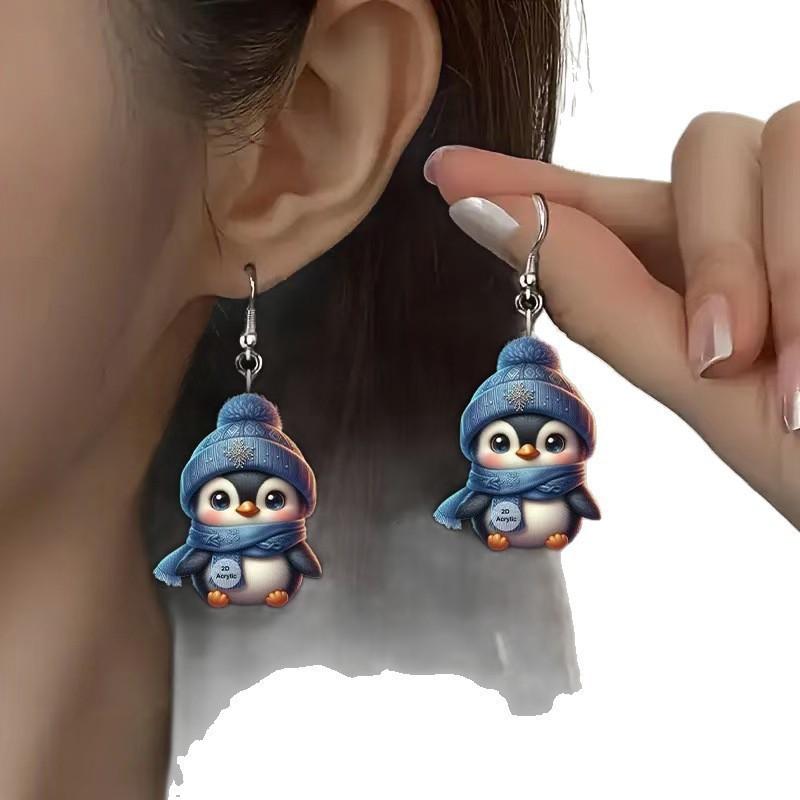 

Acrylic Christmas Earrings Cartoon Doll Design For Holiday Accessories Party чёрный