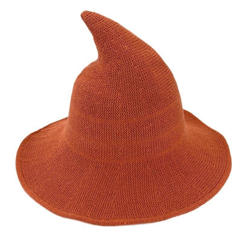 Woolen Witch Hat Halloween Witch Hat Pointed And Large Brimmed Knitted Foldable Witch Hat Party Role-Playing Witch Decoration