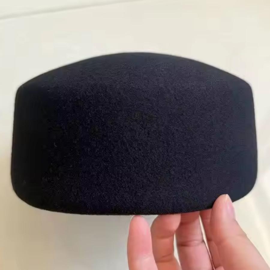 Neue Damen 100% Woll-Barettmütze - Herbst/Winter Französische Filz-Flachkappe Pillbox-Stil