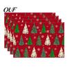 Dining Table Mat 4Pcs Christmas Linen Placemat Set, Cartoon Snowman Gingerbread Gnome Durable Mats Mat, Heat Resistant Place for Holiday Party