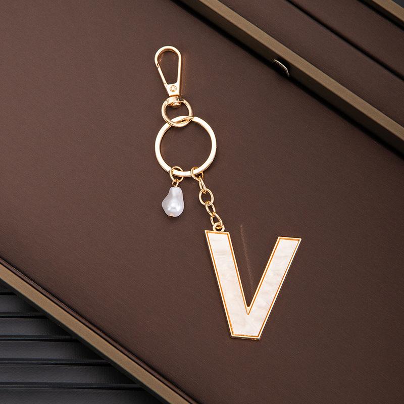 Chaveiro Pingente Nome Letras Criativas 26 Letras Pérola Imitação Concha Pingente de Bolsa Popular Acessórios