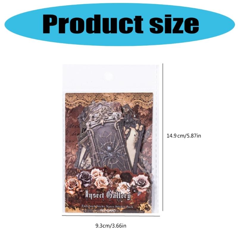 20Pieces Aesthetic Goth Embossed Sticker Scrapbooking Sticker for Journal Notebook Water Bottle Photo Album Phone Case