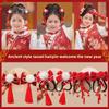 Cloth Japanese Kimono Headwear Tassels New Year Bow Hairpin Chinese Tassel Fan Hairpin  Women/Kids