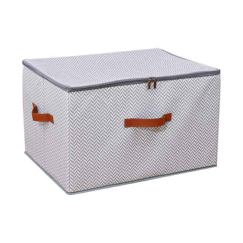 Fishbone Pattern Zipper Storage Box with Lid Home Use Organizer for Clothes Toys Bedroom Storage Container Multifunctional Wardrobe Organizer