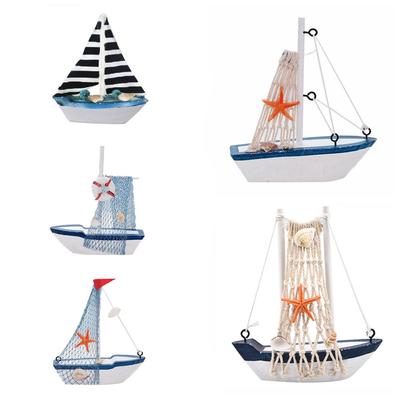 Gifts Mediterranean Style Sailing Boat Model Wooden Ship Ornaments Nautical Figurine Vessel Crafts