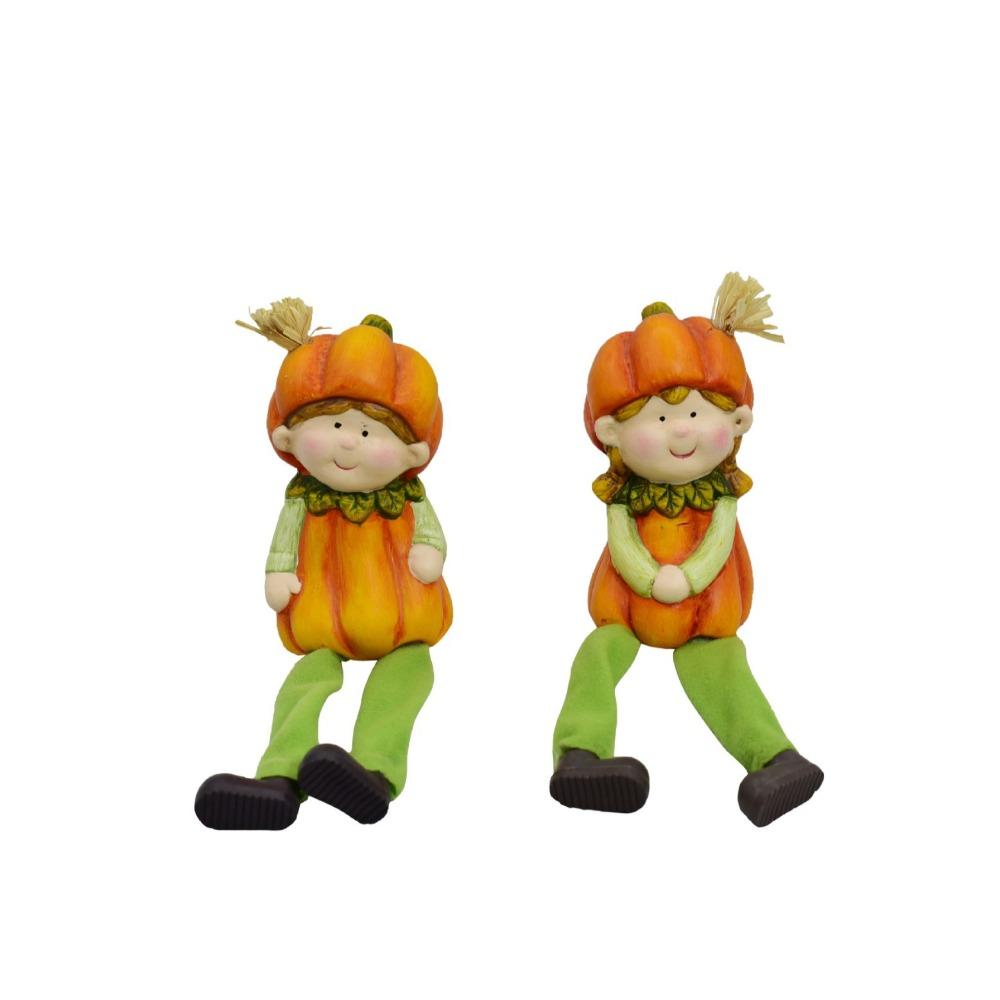 

2 шт. Миниатюрные украшения из смолы, скульптура маленькой девочки, мультяшная творческая садовая статуэтка, милая забавная фигурка девочки-тыквы, подарок