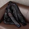 Genuine Cowhide Leather Jacket Men Biker Motorcycle Riding Fashion Jacket