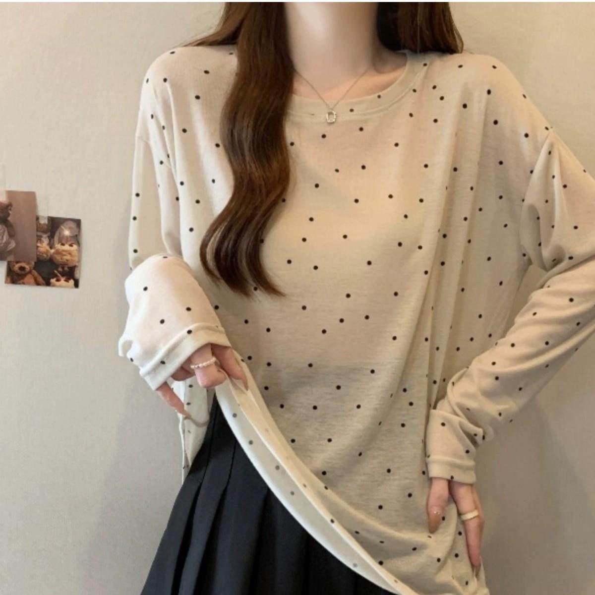 

Women s Korean Polka Dot Sun Protection Long Sleeve Slim Fit Jelly Top One Size (80-135 jin)