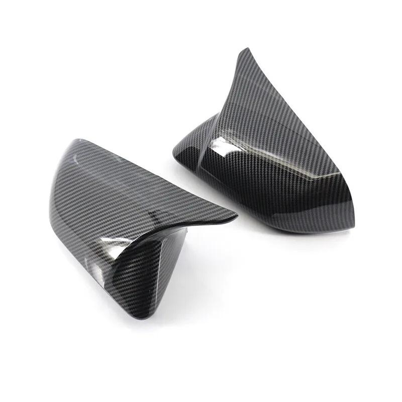 1 Pair Side Mirror Covers for Ford Mustang 2015-2025 Horn Style ABS Plastic Glossy Black Car Exterior Accessories